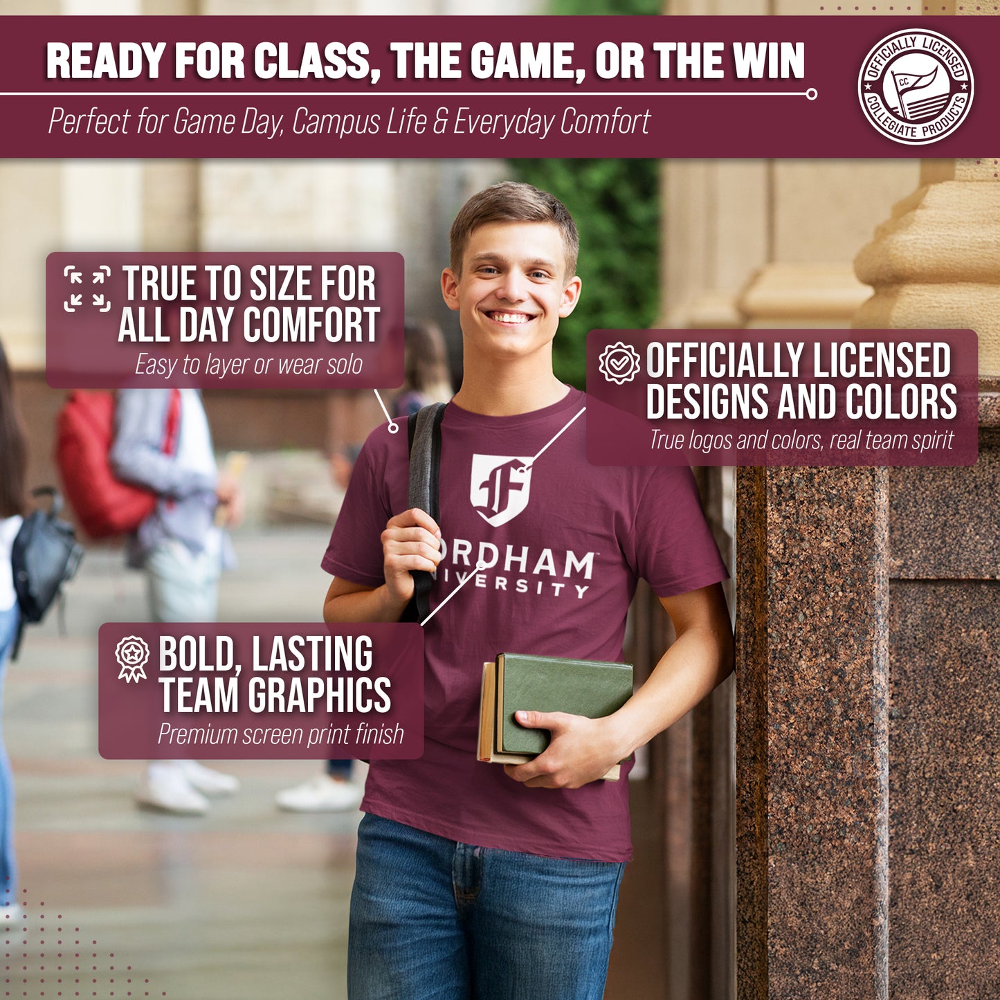 Fordham Rams NCAA Adult Gameday Cotton T-Shirt - Maroon