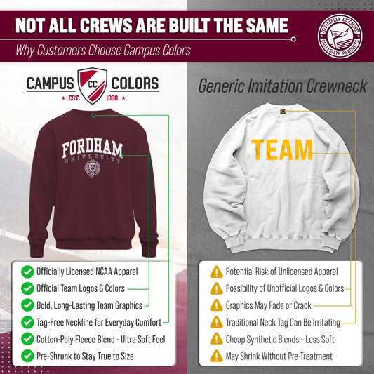 Fordham Rams Campus Colors Adult Arch & Logo Soft Style Gameday Crewneck Sweatshirt  - Maroon