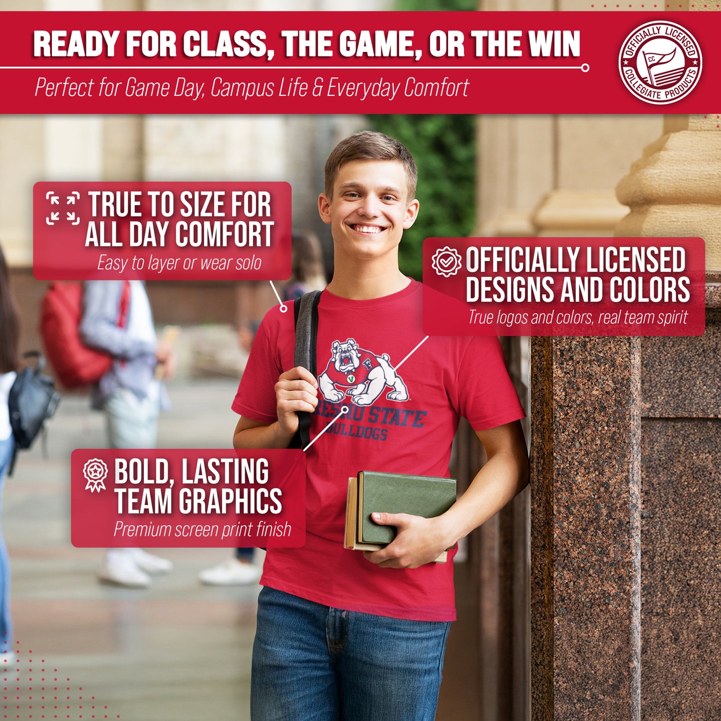 Fresno State Bulldogs NCAA Adult Gameday Cotton T-Shirt - Red