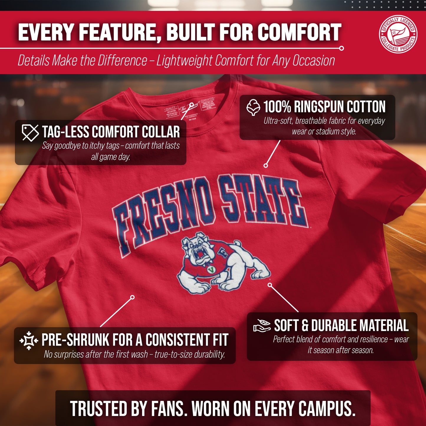 Fresno State Bulldogs NCAA Adult Gameday Cotton T-Shirt - Red