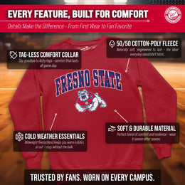 Fresno State Bulldogs Adult Arch & Logo Soft Style Gameday Crewneck Sweatshirt - Red
