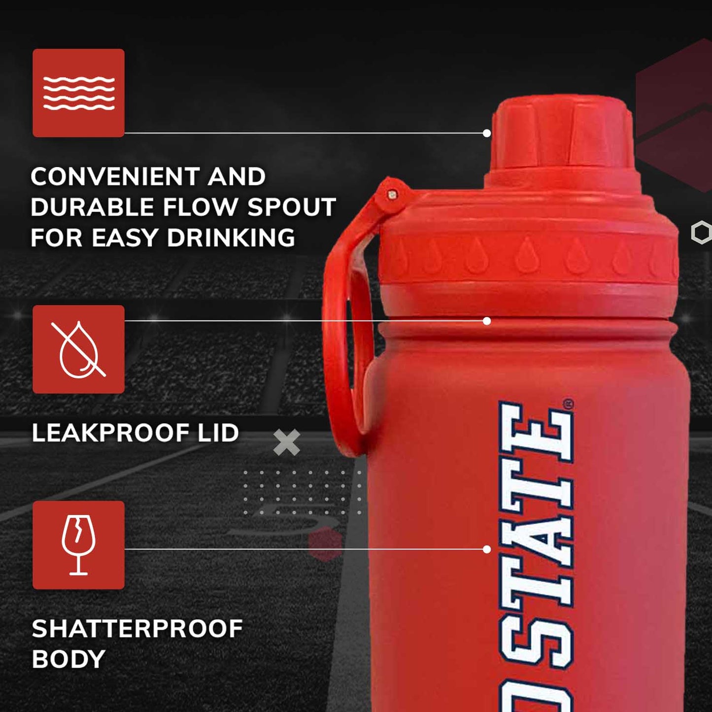 Fresno State Bulldogs NCAA Stainless Steel Water Bottle - Red