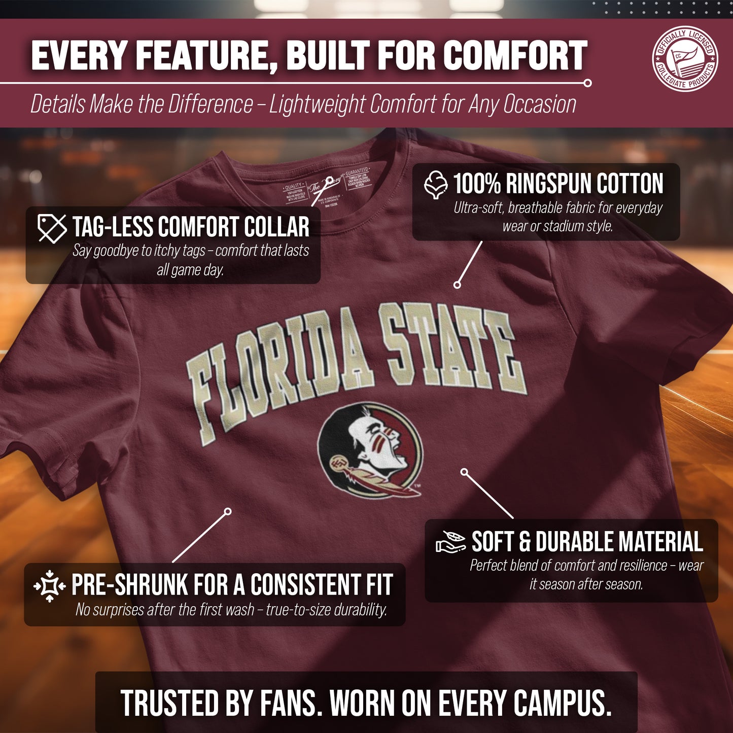 Florida State Seminoles NCAA Adult Gameday Cotton T-Shirt - Maroon