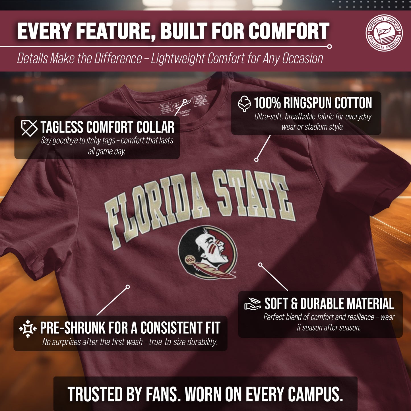 Florida State Seminoles NCAA Adult Gameday Cotton T-Shirt - Maroon