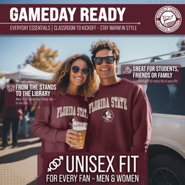Florida State Seminoles Adult Arch & Logo Soft Style Gameday Crewneck Sweatshirt - Maroon