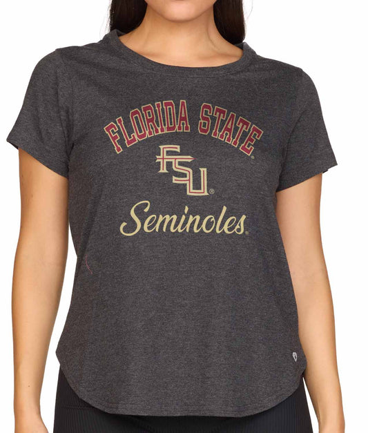 Florida State Seminoles NCAA Womens Tag-Less Ultra Soft Tailgate T-Shirt - Black Heather