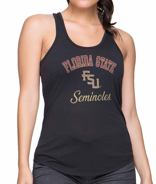 Florida State Seminoles NCAA Womens Tag-Less Ultra Soft Tailgate Tank Top - Black Heather
