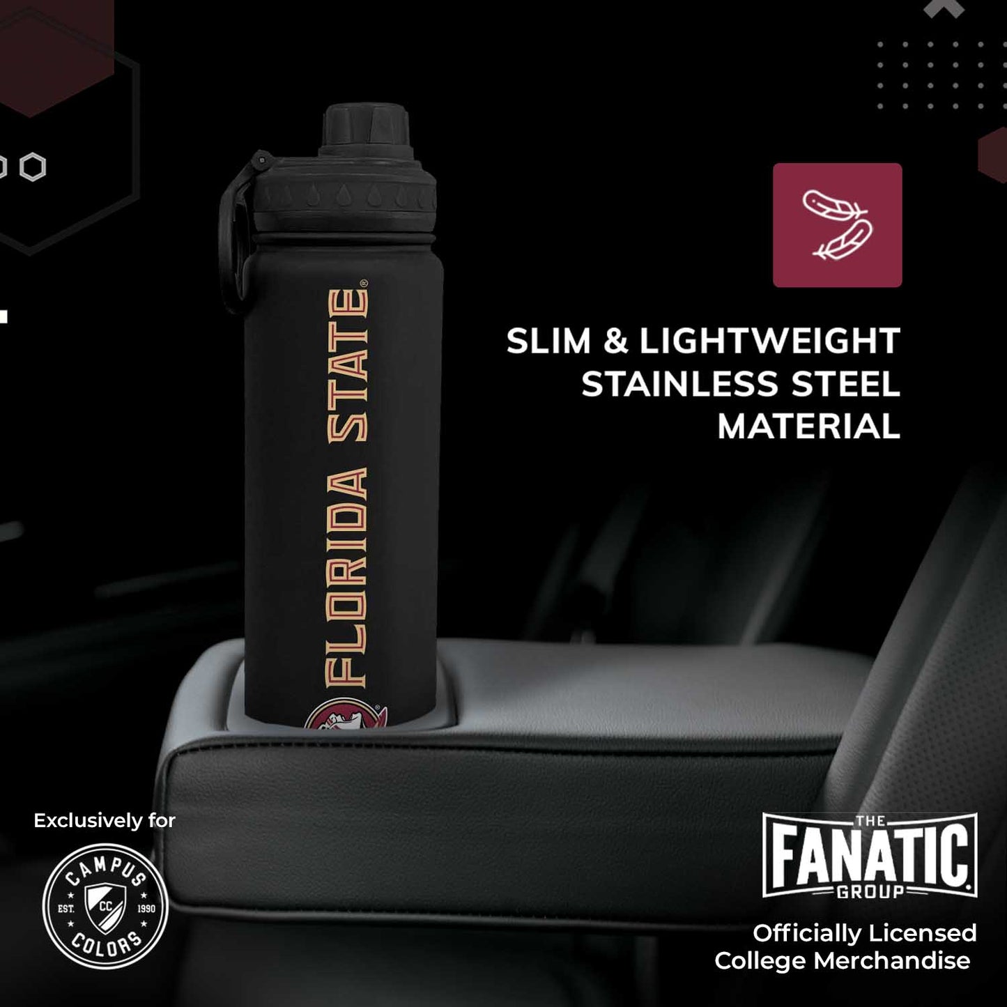 Florida State Seminoles NCAA Stainless Steel Water Bottle - Black