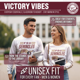 Florida State Seminoles NCAA Adult Unisex Varsity Club Pennant Crewneck Fleece Sweatshirt - Off White