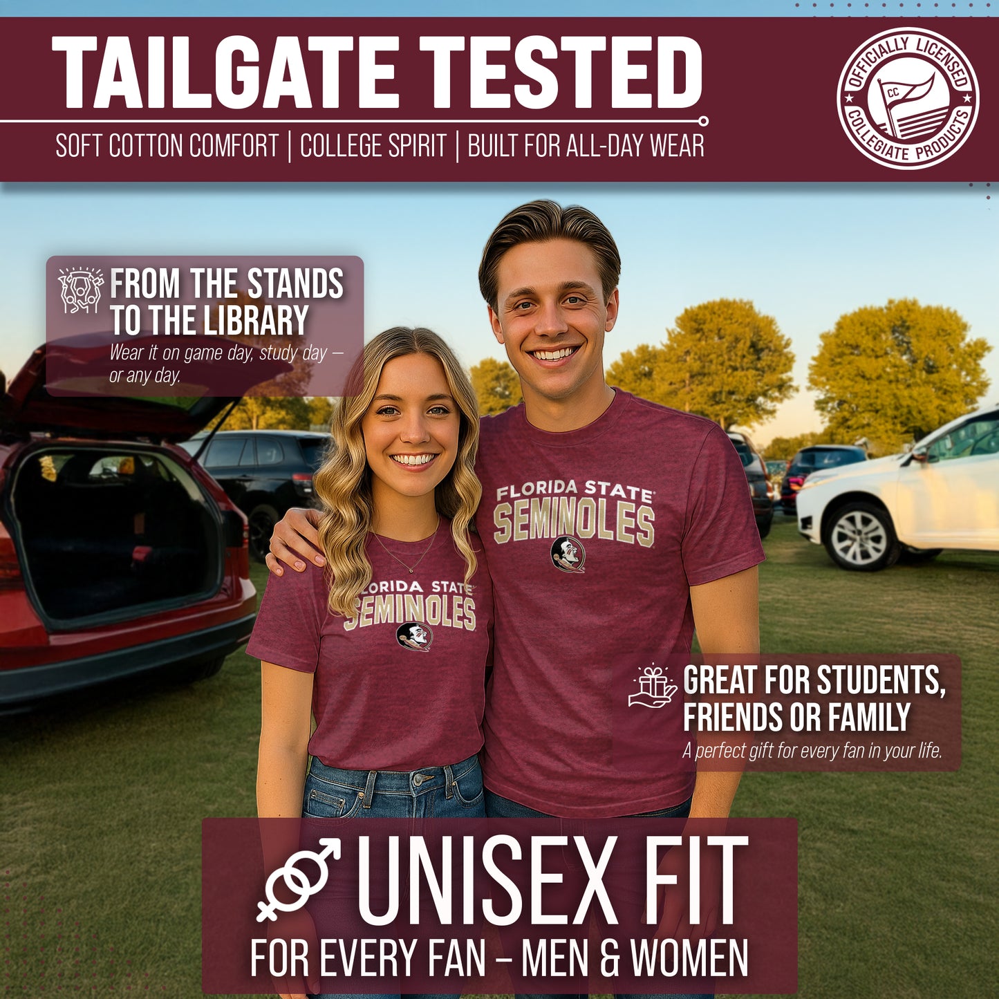 Florida State Seminoles NCAA Adult Unisex Starting Fresh T-Shirt - Garnet Heather