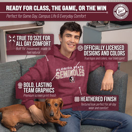 Florida State Seminoles NCAA Adult Unisex Starting Fresh Heathered Hooded Fleece Sweatshirt - Garnet Heather