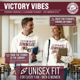 Florida State Seminoles NCAA Adult Unisex Varsity Club Pennant Hooded Fleece Sweatshirt - Off White