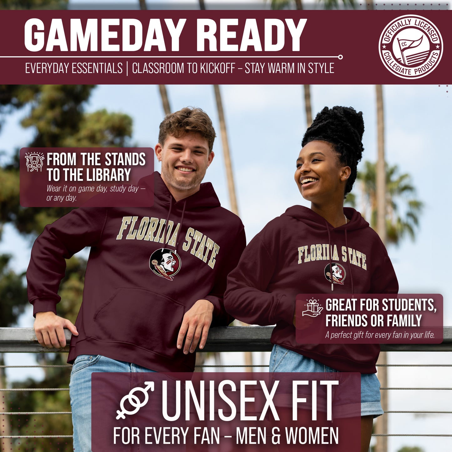 Florida State Seminoles Adult Arch & Logo Soft Style Gameday Hooded Sweatshirt - Maroon