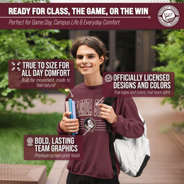 Florida State Seminoles NCAA Adult Unisex Overtime Classics Crewneck Fleece Sweatshirt - Garnet