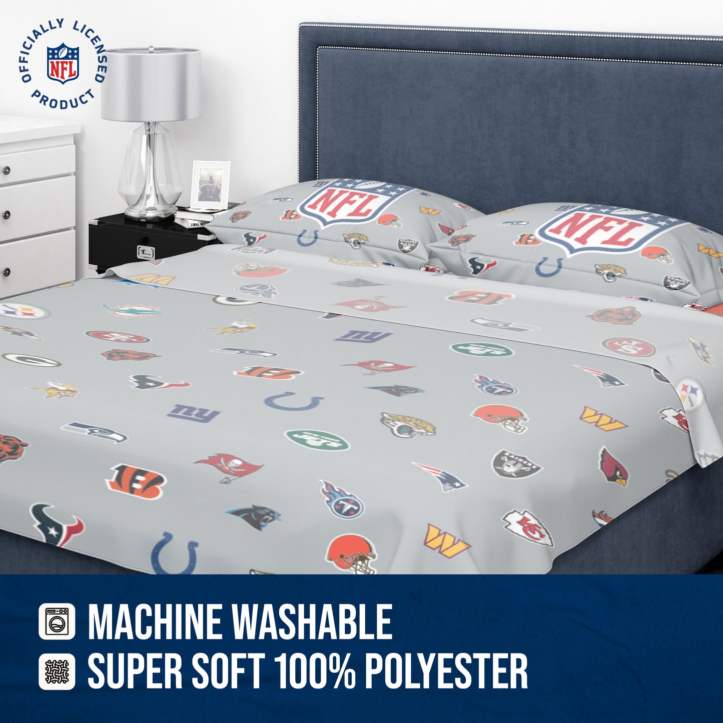 NFL  Ultimate Fan Repeating All Team Logo Bedding Set - Team Color