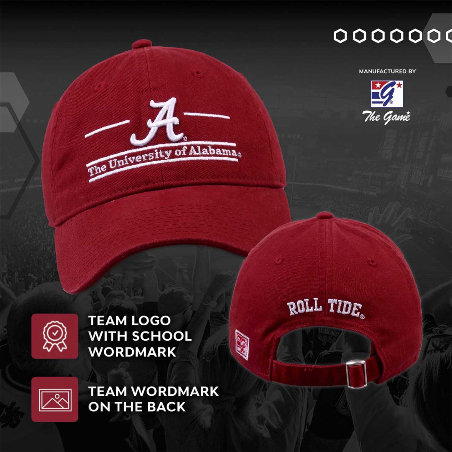 Alabama Crimson Tide NCAA Adult Bar Hat - Cardinal