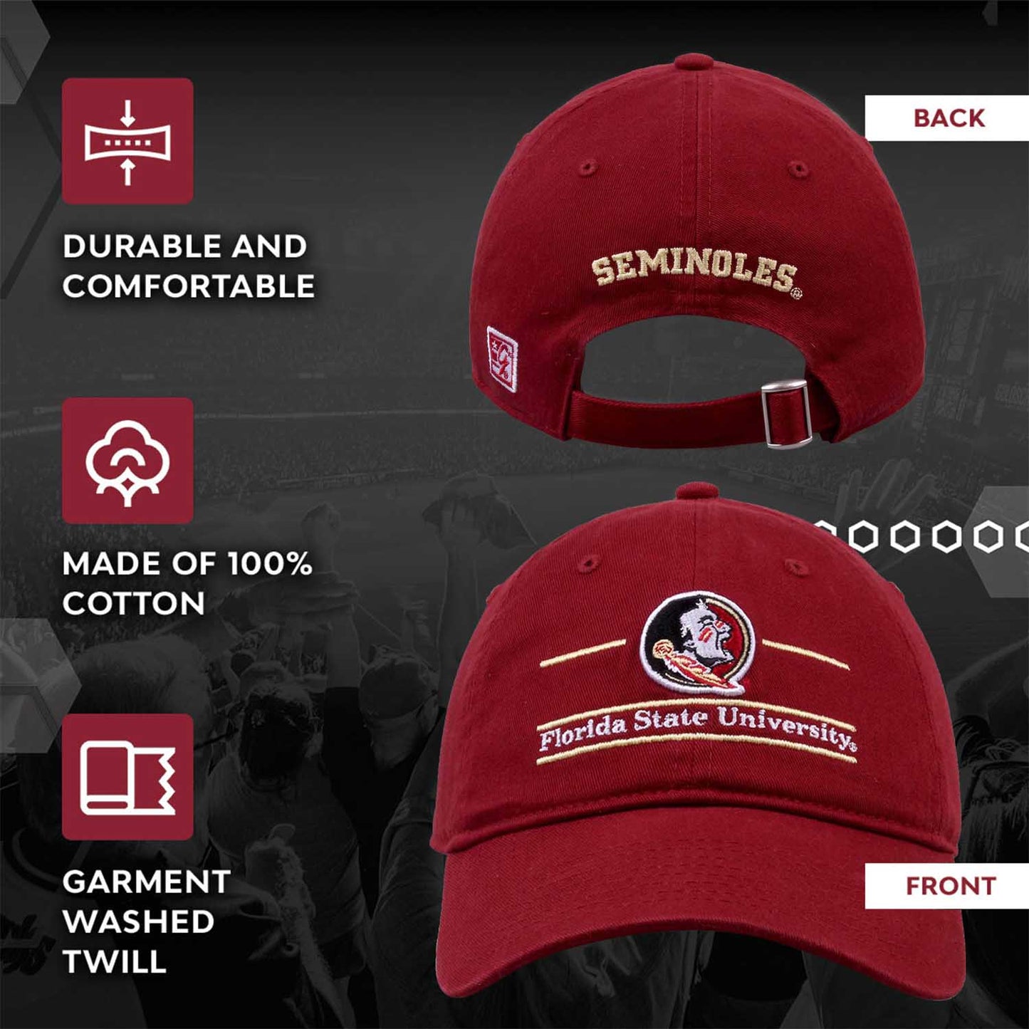 Florida State Seminoles NCAA Adult Bar Hat - Cardinal
