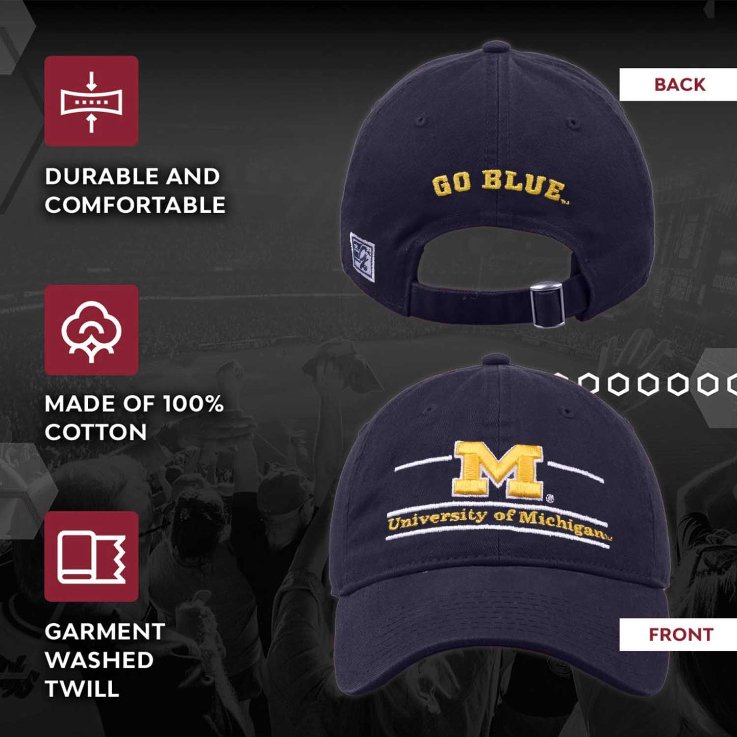 Michigan Wolverines NCAA Adult Bar Hat - Navy