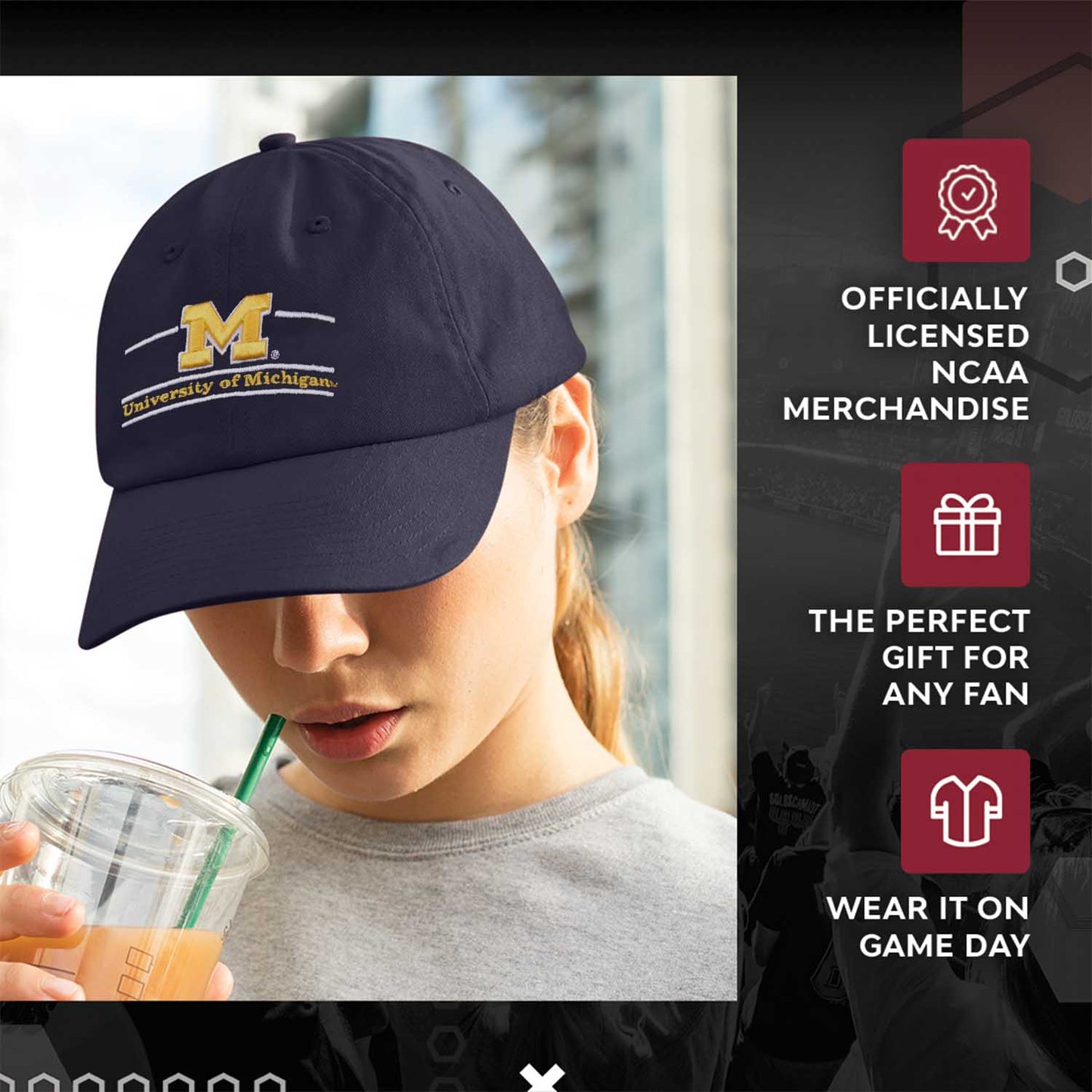Michigan Wolverines NCAA Adult Bar Hat - Navy