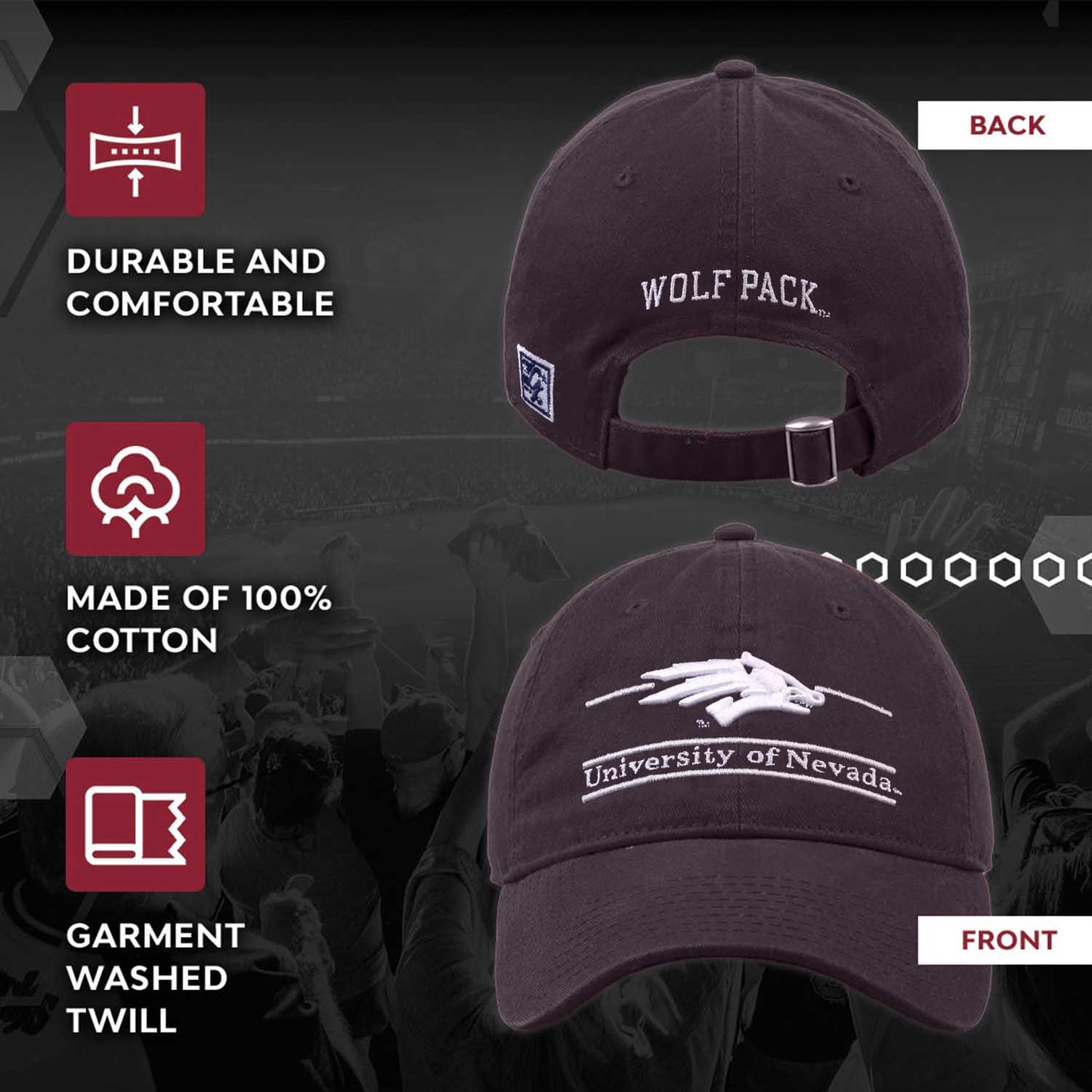 Nevada Wolf Pack NCAA Adult Bar Hat - Navy