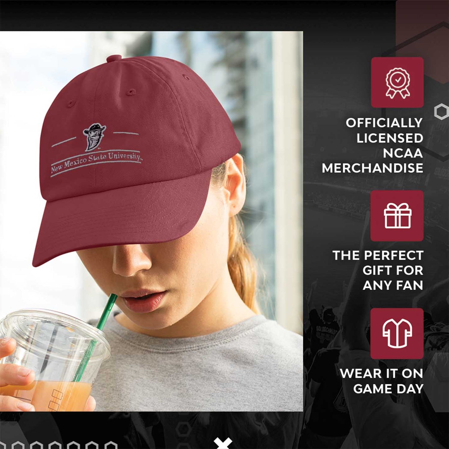 New Mexico State Aggies NCAA Adult Bar Hat - Maroon