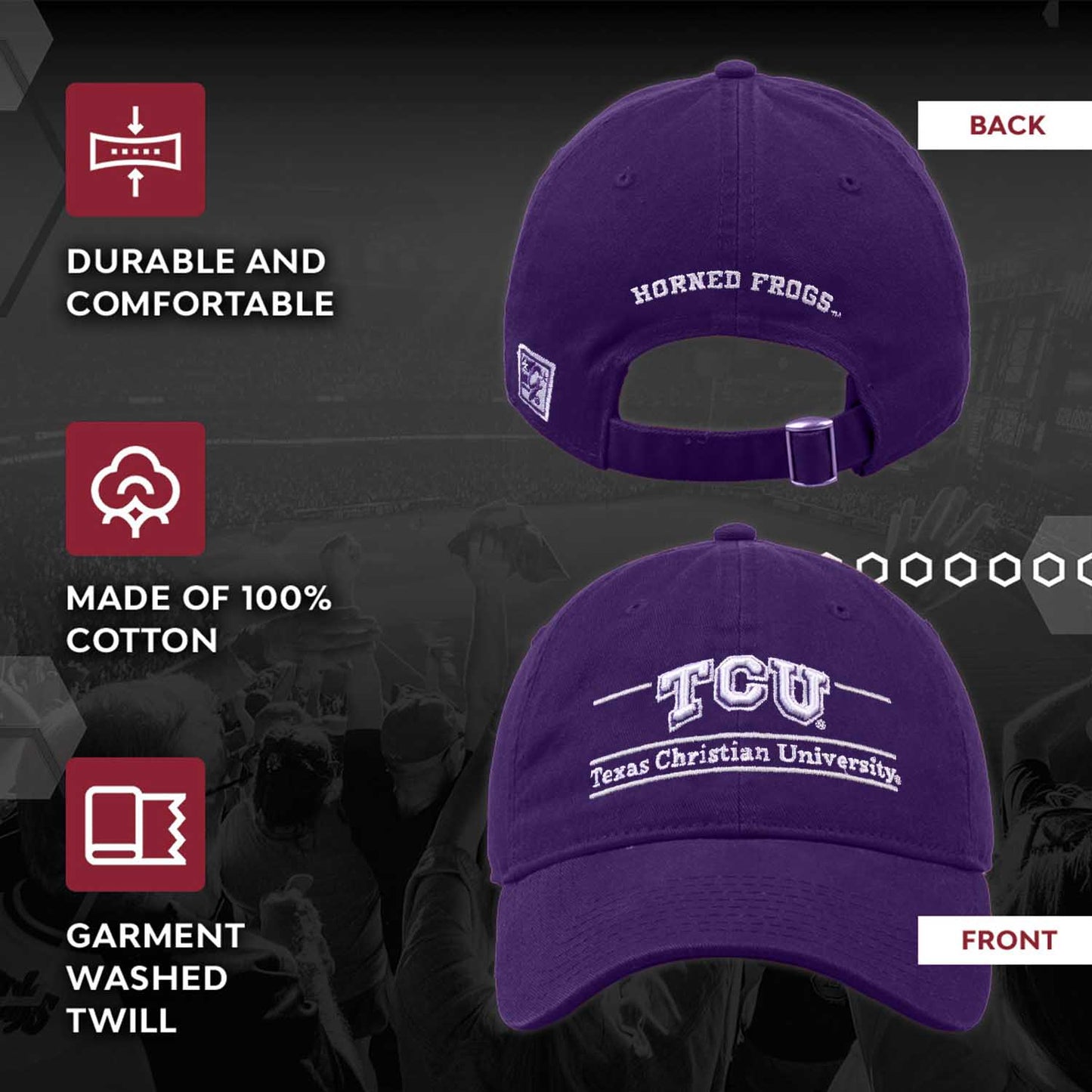 TCU Horned Frogs NCAA Adult Bar Hat - Purple