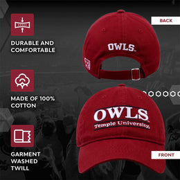 Temple Owls NCAA Adult Bar Hat - Cardinal