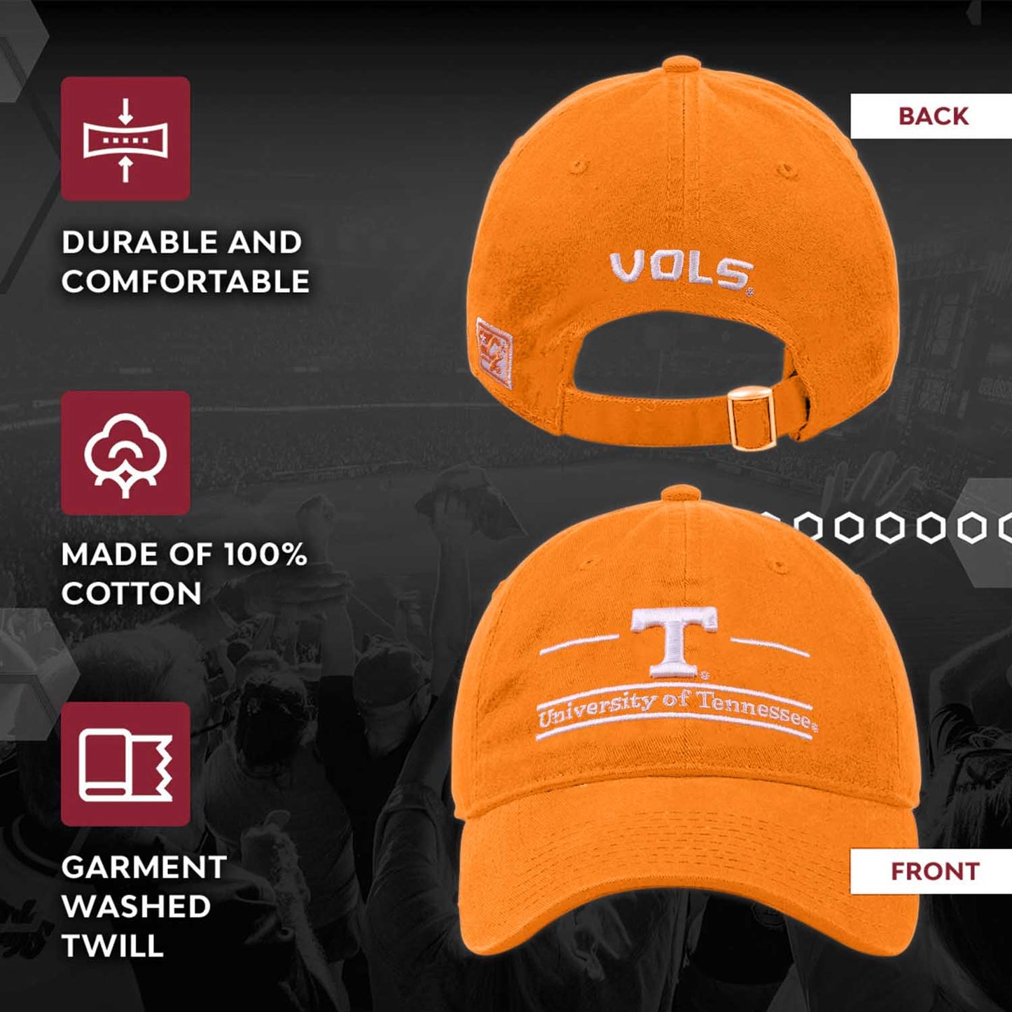 Tennessee Volunteers NCAA Adult Bar Hat - Orange