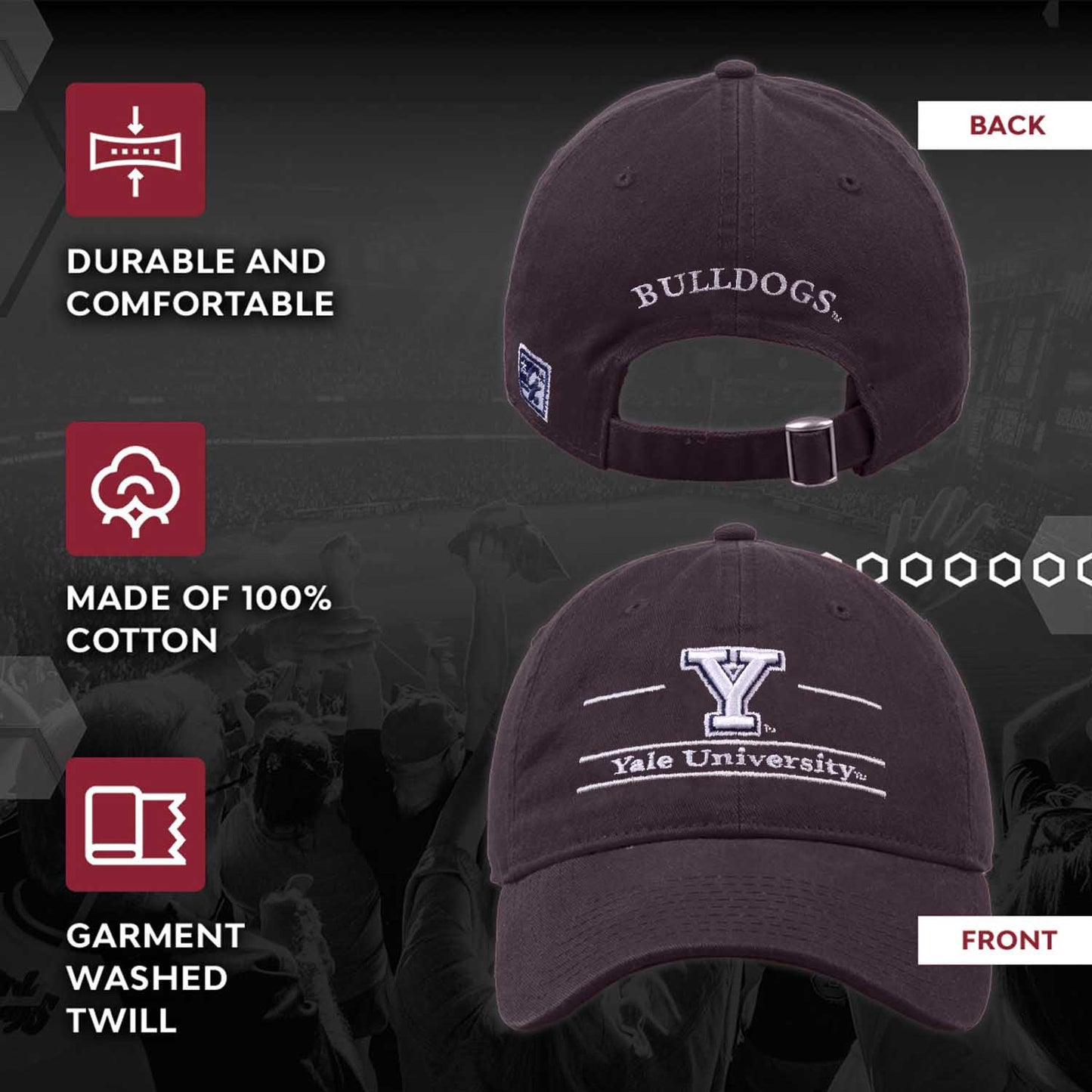 Yale Bulldogs NCAA Adult Bar Hat - Navy