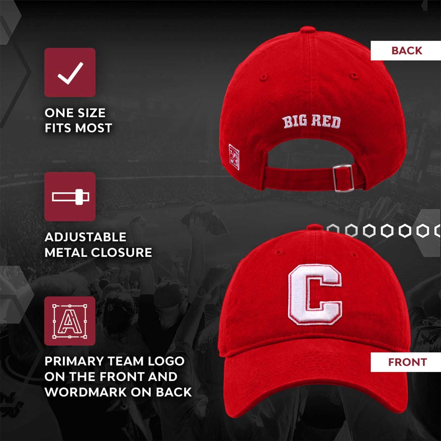 Cornell Big Red NCAA Adult Relaxed Fit Logo Hat - Red