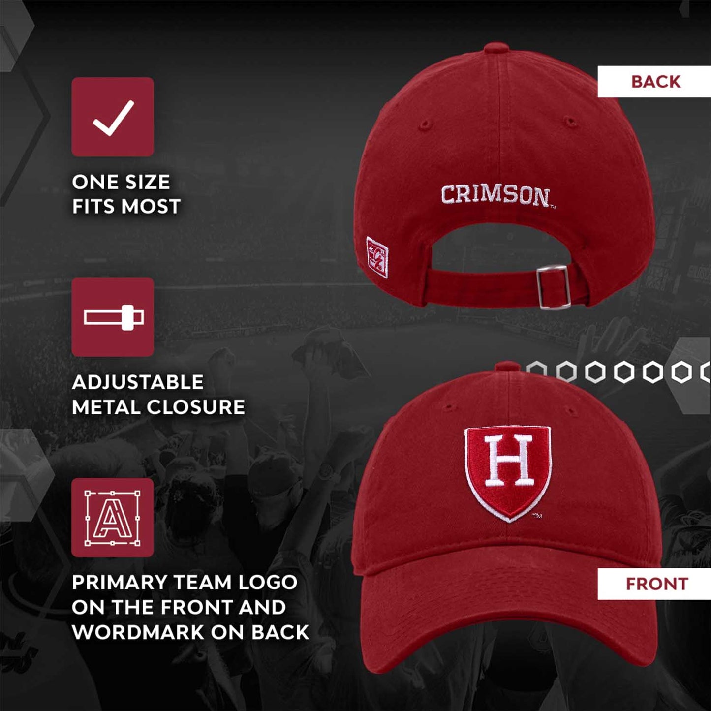 Harvard Crimson NCAA Adult Relaxed Fit Logo Hat - Cardinal