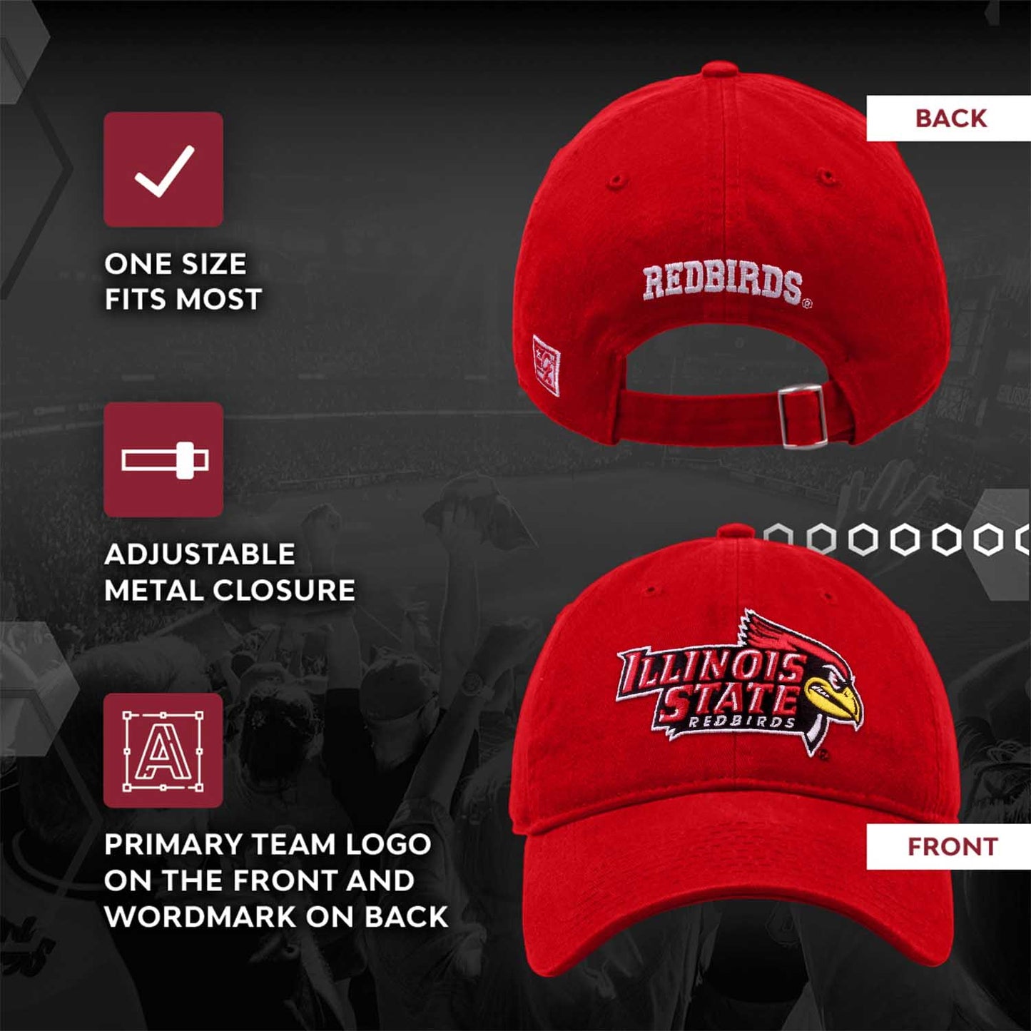 Illinois State Redbirds NCAA Adult Relaxed Fit Logo Hat - Red
