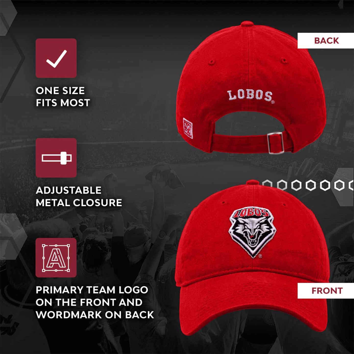 New Mexico Lobos NCAA Adult Relaxed Fit Logo Hat - Red