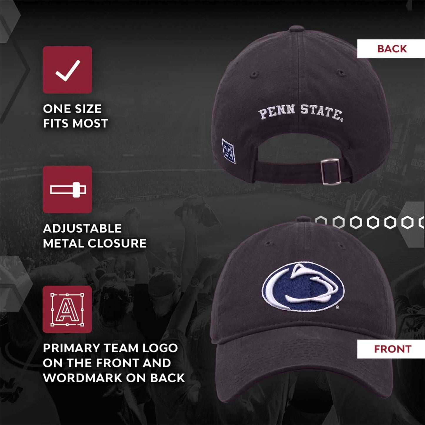 Penn State Nittany Lions NCAA Adult Relaxed Fit Logo Hat - Navy