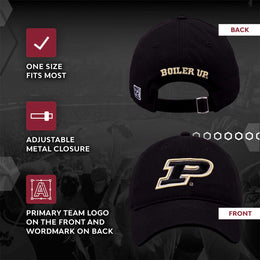 Purdue Boilermakers NCAA Adult Relaxed Fit Logo Hat - Black