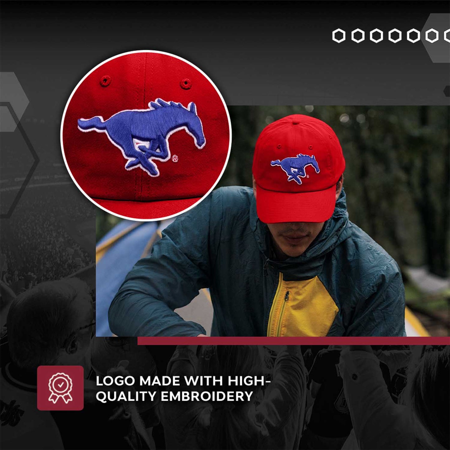 SMU Mustangs NCAA Adult Relaxed Fit Logo Hat - Red