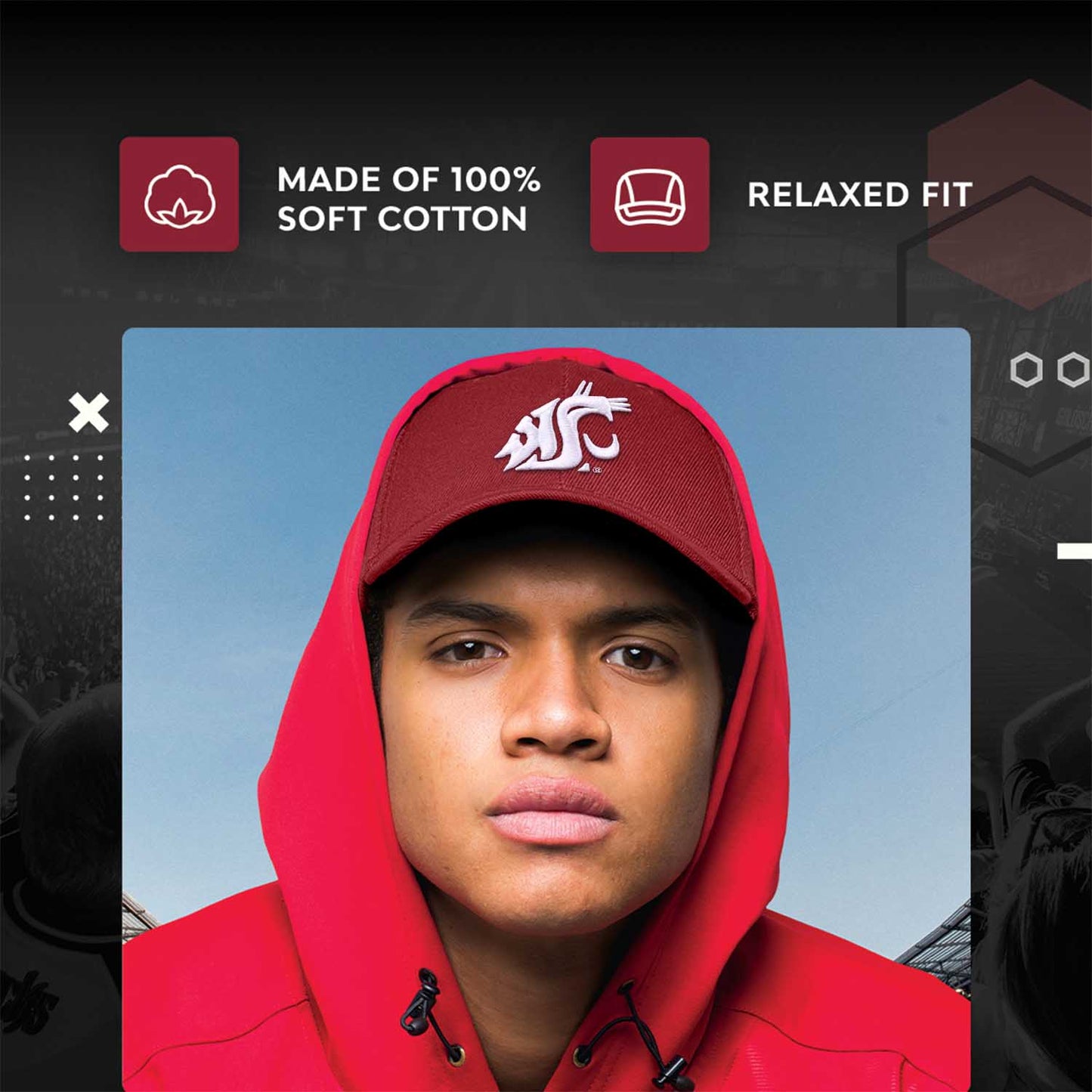 Washington State Cougars NCAA Adult Relaxed Fit Logo Hat - Cardinal