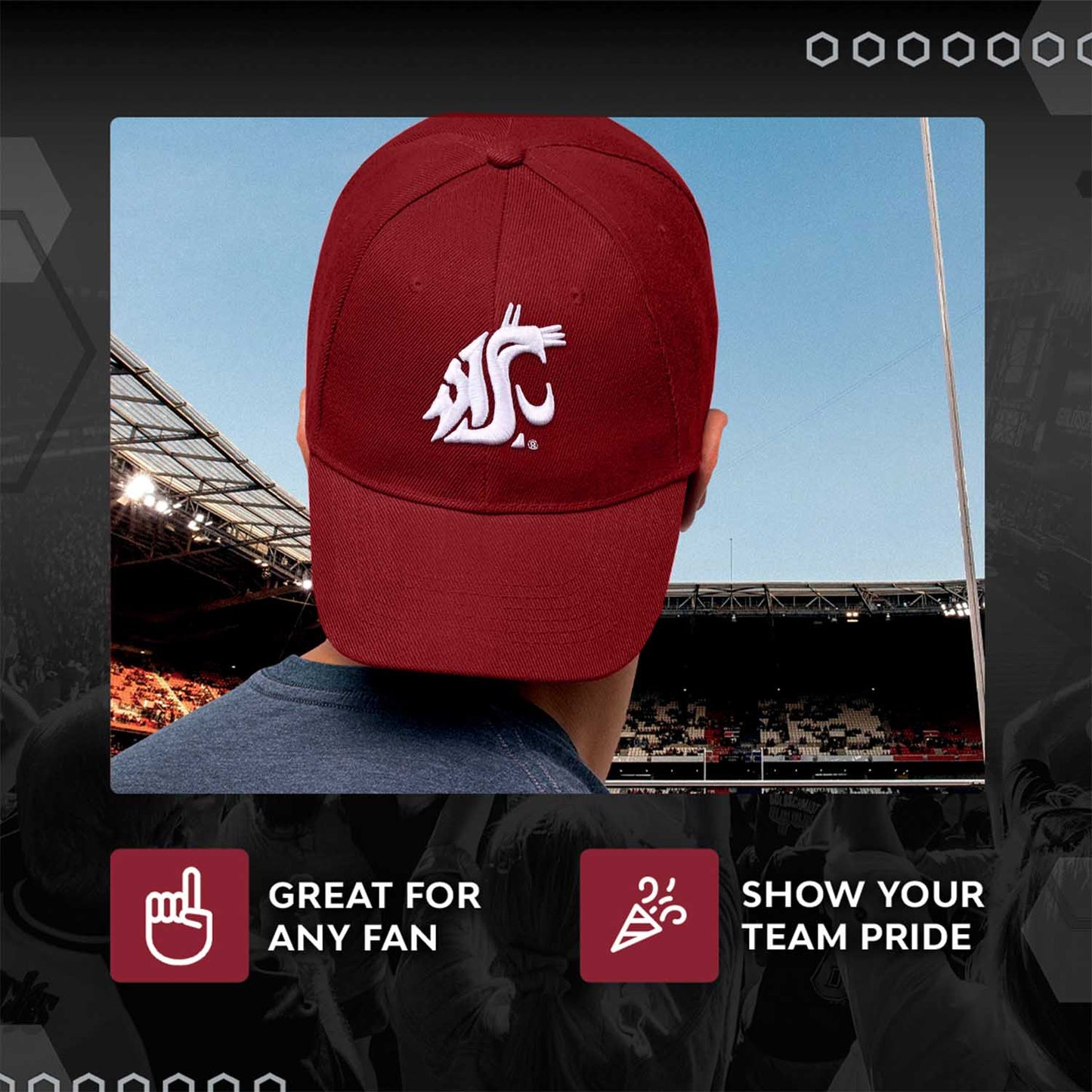 Washington State Cougars NCAA Adult Relaxed Fit Logo Hat - Cardinal