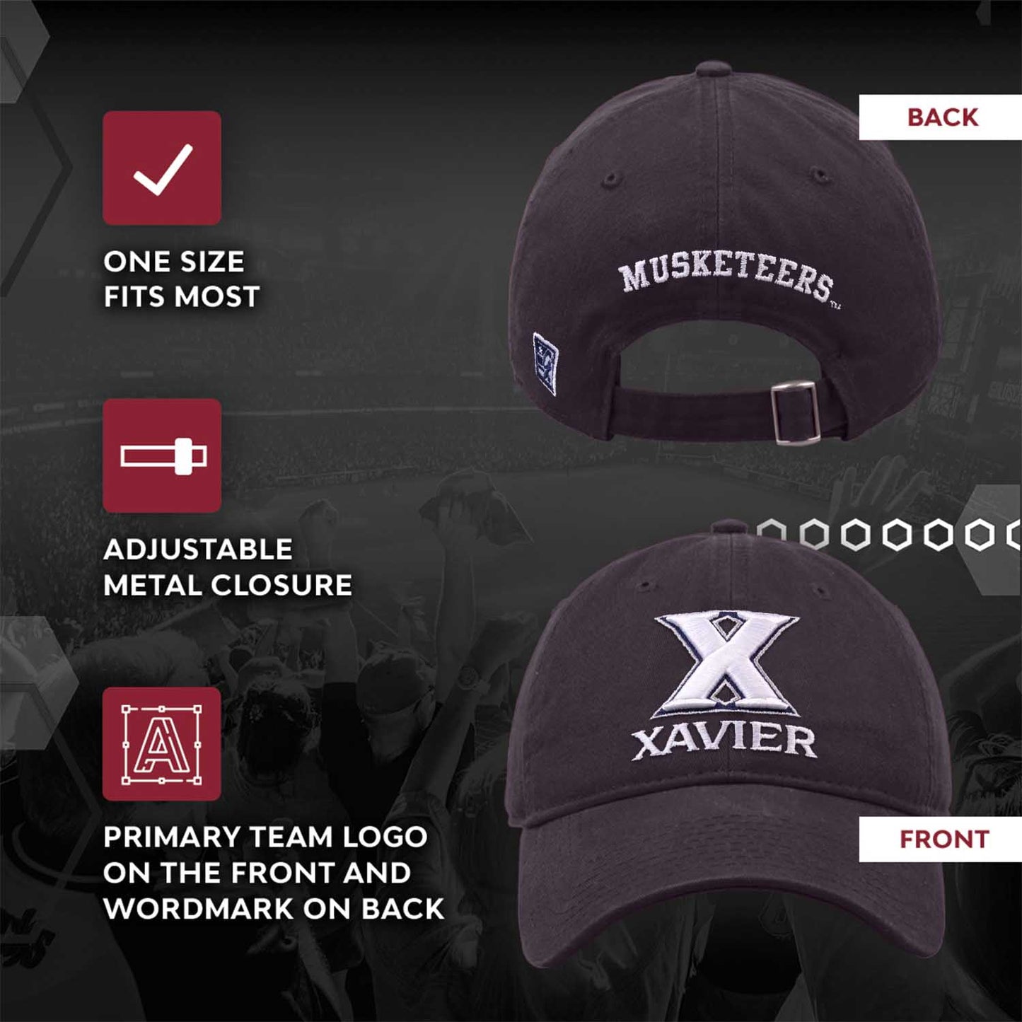 Xavier Musketeers NCAA Adult Relaxed Fit Logo Hat - Navy