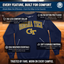 Georgia Tech Yellowjackets Adult Arch & Logo Soft Style Gameday Crewneck Sweatshirt - Navy