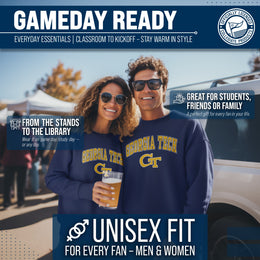 Georgia Tech Yellowjackets Adult Arch & Logo Soft Style Gameday Crewneck Sweatshirt - Navy