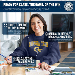 Georgia Tech Yellowjackets Adult Arch & Logo Soft Style Gameday Crewneck Sweatshirt - Navy