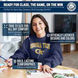 Georgia Tech Yellowjackets Adult Arch & Logo Soft Style Gameday Crewneck Sweatshirt - Navy