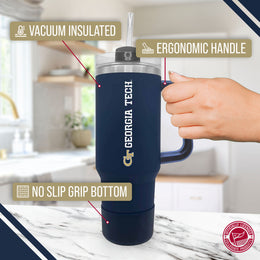 Georgia Tech Yellowjackets College & University 40 oz Travel Tumbler With Handle - Navy