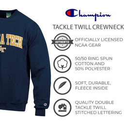 Georgia Tech Yellowjackets Adult Tackle Twill Crewneck - Navy