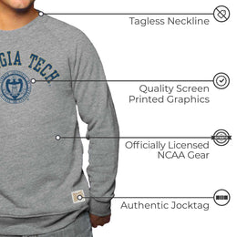 Georgia Tech Yellowjackets College Gray University Seal Crewneck Sweatshirt - Gray