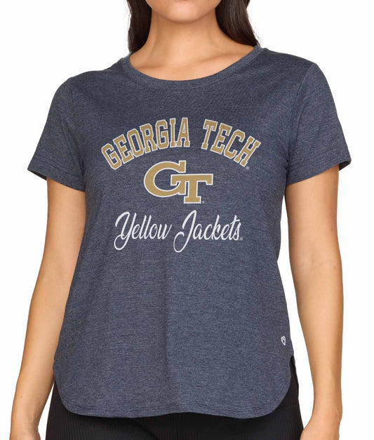 Georgia Tech Yellowjackets NCAA Womens Tag-Less Ultra Soft Tailgate T-Shirt - Navy Heather