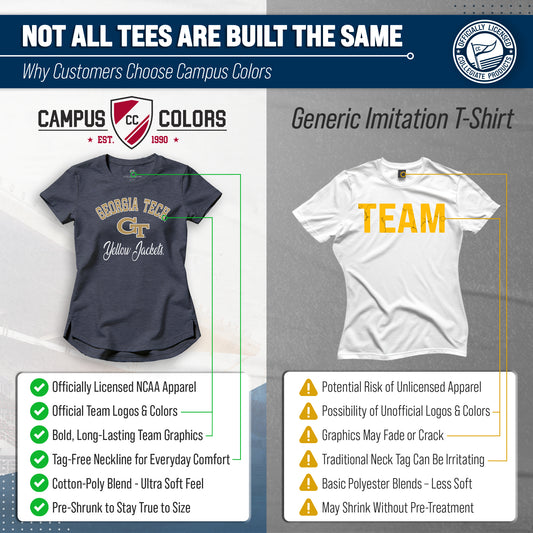 Georgia Tech Yellowjackets NCAA Womens Tag-Less Ultra Soft Tailgate T-Shirt - Navy Heather