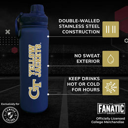 Georgia Tech Yellowjackets NCAA Stainless Steel Water Bottle - Navy