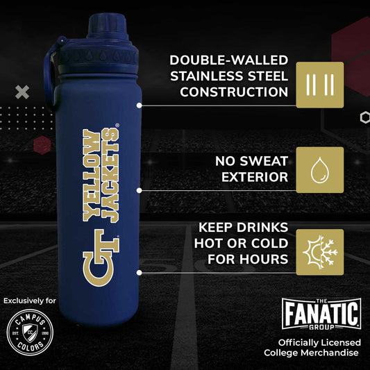 Georgia Tech Yellowjackets NCAA Stainless Steel Water Bottle - Navy
